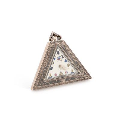 Lot 684 - A SILVER CERVINE MASONIC POCKET WATCH