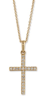 Lot 1775 - AN 18 CARAT GOLD DIAMOND CROSS PENDANT ON CHAIN
