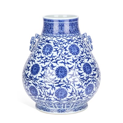 Lot 603 - A LARGE CHINESE BLUE AND WHITE HU-FORM VASE