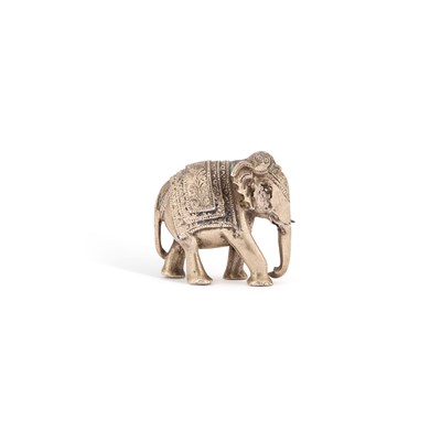 Lot 222 - AN INDIAN WHITE METAL MODEL OF AN ELEPHANT