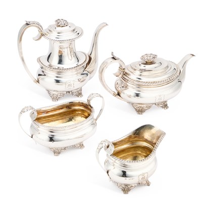 Lot 468 - A FOUR-PIECE SILVER TEA AND COFFEE SERVICE