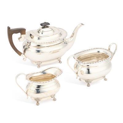 Lot 310 - AN ELIZABETH II SILVER THREE-PIECE TEA SERVICE