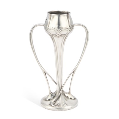 Lot 187 - ARCHIBALD KNOX (1864-1933) FOR LIBERTY & CO, A TUDRIC PEWTER TULIP VASE