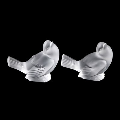 Lot 48 - TWO LALIQUE 'MOINEAU' PAPERWEIGHTS