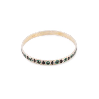 Lot 787 - DAVID ANDERSEN, A NORWEGIAN SILVER AND ENAMEL BANGLE