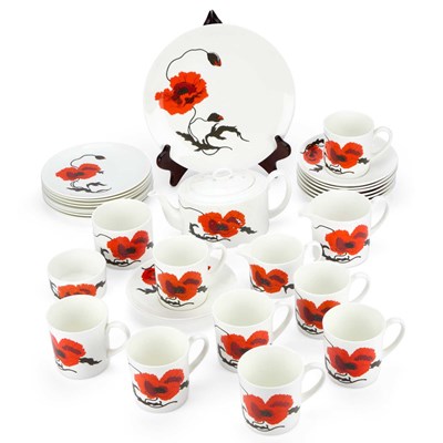 Lot 62 - A WEDGWOOD 'CORN POPPY' TEA SERVICE