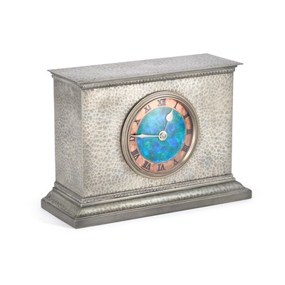 Lot 136 - A LIBERTY & CO TUDRIC PEWTER MANTEL CLOCK