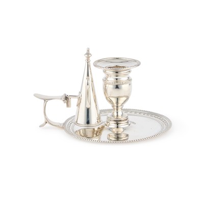 Lot 370 - A LATE VICTORIAN SILVER CHAMBERSTICK
