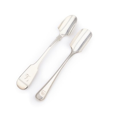 Lot 236 - TWO VICTORIAN SILVER STILTON SCOOPS