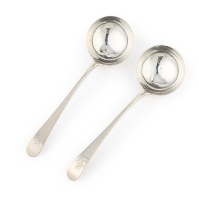 Lot 239 - A PAIR OF GEORGE III SILVER SAUCE LADLES