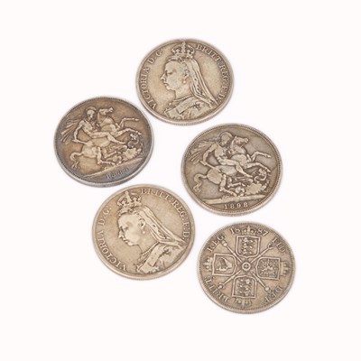 Lot 907 - FOUR VICTORIAN CROWN COINS