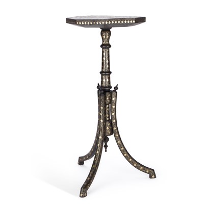 Lot 1211 - AN OTTOMAN SILVER-INLAID HARDWOOD COFFEE TABLE