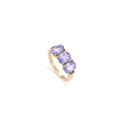 Lot 748 - A 9 CARAT GOLD TANZANITE RING