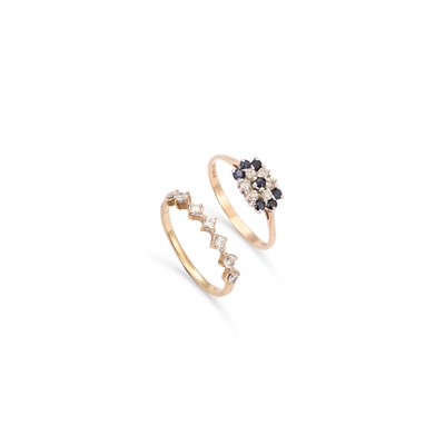 Lot 853 - TWO 9 CARAT GOLD DIAMOND RINGS