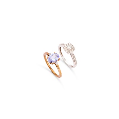 Lot 857 - TWO 9 CARAT GOLD GEM-SET RINGS