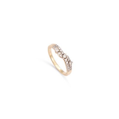 Lot 873 - A 9 CARAT GOLD DIAMOND BAND RING