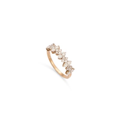 Lot 862 - A 9 CARAT GOLD DIAMOND HALF HOOP RING