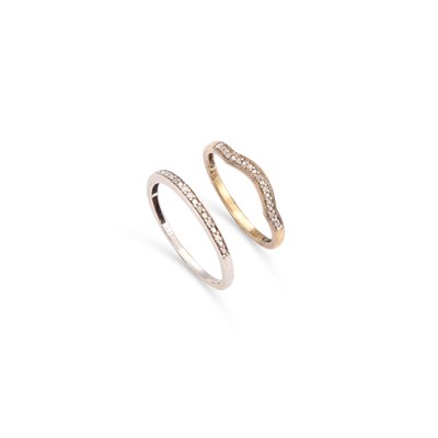 Lot 836 - TWO 9 CARAT GOLD DIAMOND HALF HOOP RINGS