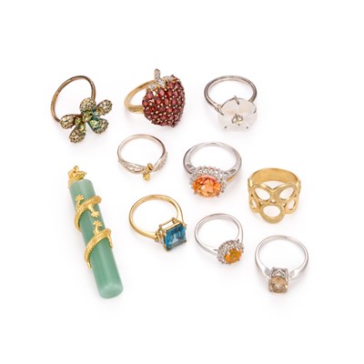 Lot 774 - A GROUP OF SILVER GEM-SET JEWELLERY