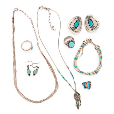 Lot 757 - A GROUP OF NATIVE AMERICAN JEWELLERY