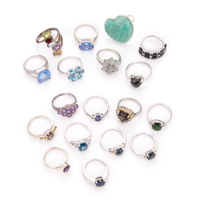 Lot 815 - A COLLECTION OF SILVER GEM-SET RINGS