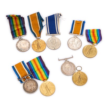Lot 23 - A POLICE LONG SERVICE & GOOD CONDUCT MEDAL GROUP AND THREE FIRST WORLD WAR MEDAL PAIRS