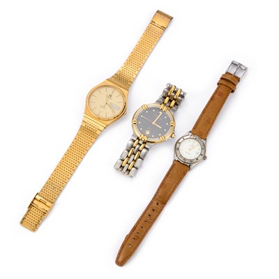 Lot 727 - A TRIO OF MAURICE LACROIX, TISSOT AND ZENITH WATCHES