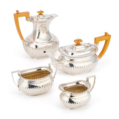 Lot 376 - A GEORGE V SILVER FOUR-PIECE TEA SERVICE