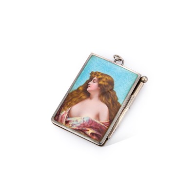 Lot 347 - A CONTINENTAL SILVER AND GUILLOCHÉ ENAMEL AIDE MEMOIRE