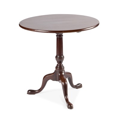 Lot 1218 - A GEORGE III MAHOGANY TILT-TOP TRIPOD TABLE