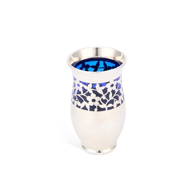 Lot 201 - FRIEDRICH WILHELM SPAHR (GERMAN, 1900-1945), A GERMAN SILVER-MOUNTED BLUE GLASS VASE