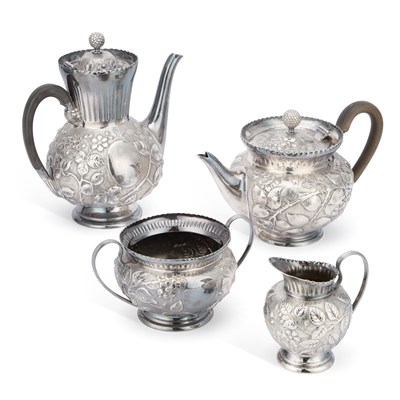 Lot 154 - A LATE VICTORIAN SILVER-PLATED FOUR-PIECE TEA SERVICE