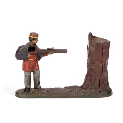 Lot 101 - AN AMERICAN CREEDMOOR CAST IRON MECHANICAL MONEY BANK