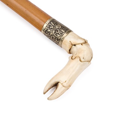 Lot 971 - A BONE-HANDLED WALKING CANE