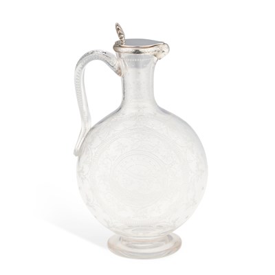 Lot 457 - A VICTORIAN SILVER-MOUNTED GLASS CLARET JUG