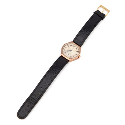 Lot 742 - A 9CT GOLD ROLCO STRAP WATCH