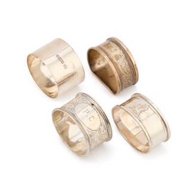 Lot 468 - A GROUP OF VICTORIAN AND LATER SILVER NAPKIN RINGS