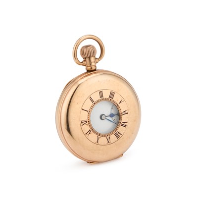 Lot 737 - A 9CT GOLD HALF HUNTER POCKET WATCH