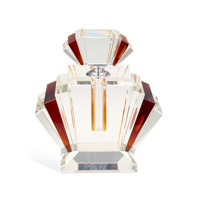 Lot 37 - AN ART DECO STYLE CUT-GLASS SCENT BOTTLE