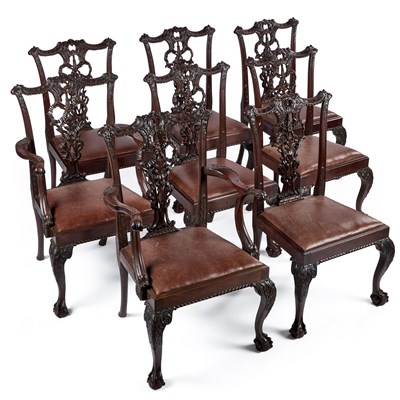 Lot 1142 - A SET OF EIGHT VICTORIAN MAHOGANY DINING CHAIRS