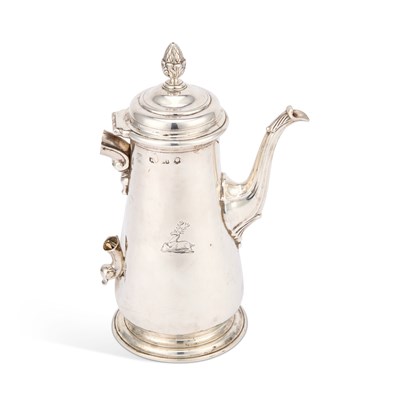 Lot 454 - A GEORGE II SILVER COFFEE POT