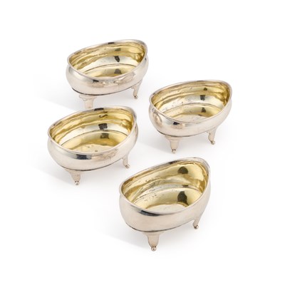 Lot 492 - A SET OF FOUR GEORGE III SILVER SALTS