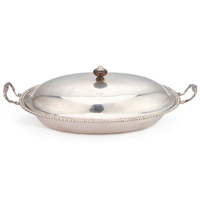 Lot 497 - A GEORGE III SILVER ENTREE DISH AND COVER