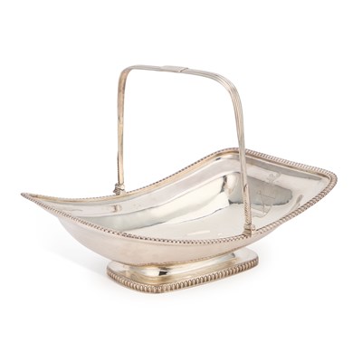 Lot 483 - A GEORGE III SILVER SWING-HANDLE BASKET