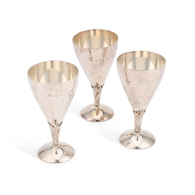 Lot 266 - THREE ELIZABETH II SILVER GOBLETS