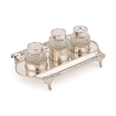 Lot 486 - A GEORGE III SILVER INKSTAND
