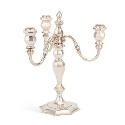 Lot 302 - AN ELIZABETH II CAST SILVER CANDELABRUM