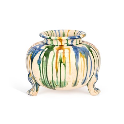 Lot 616 - A LARGE CHINESE SANCAI-GLAZED TRIPOD CENSER
