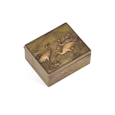 Lot 690 - A JAPANESE PATINATED METAL STAMP BOX