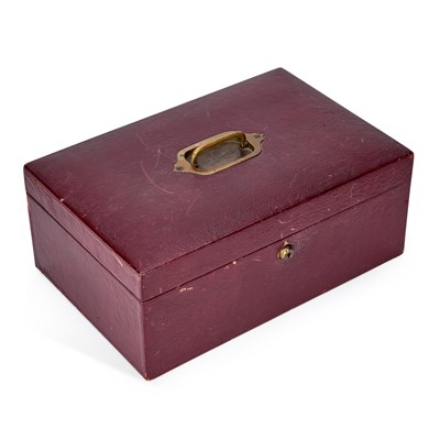 Lot 1241 - AN EARLY 20TH CENTURY RED LEATHER DESK BOX